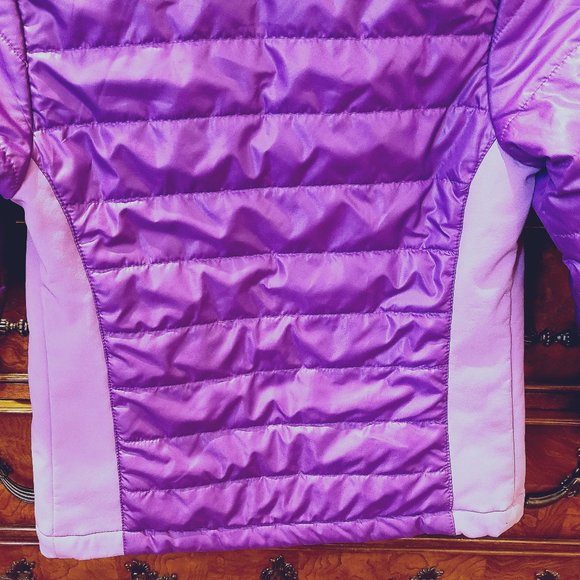Children's Faded Glory 7-8 Puffy Coat/Jacket Purple Pink Hood & Zipper Pocket's. - Picture 4 of 14